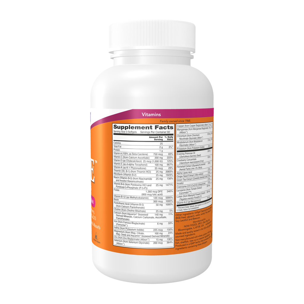 NOW Foods Eve™ Women's Multiple Vitamin - 180 Softgels – Right label / Etykieta producenta