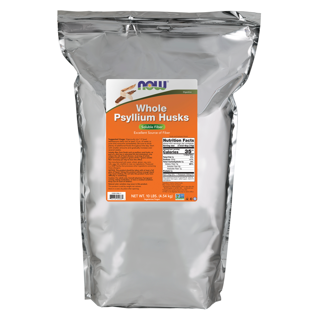 NOW Foods Psyllium Husks, Whole - 160 oz. (10 lbs.) / babka płesznik łuski, cały - 160 oz. (10 lb)