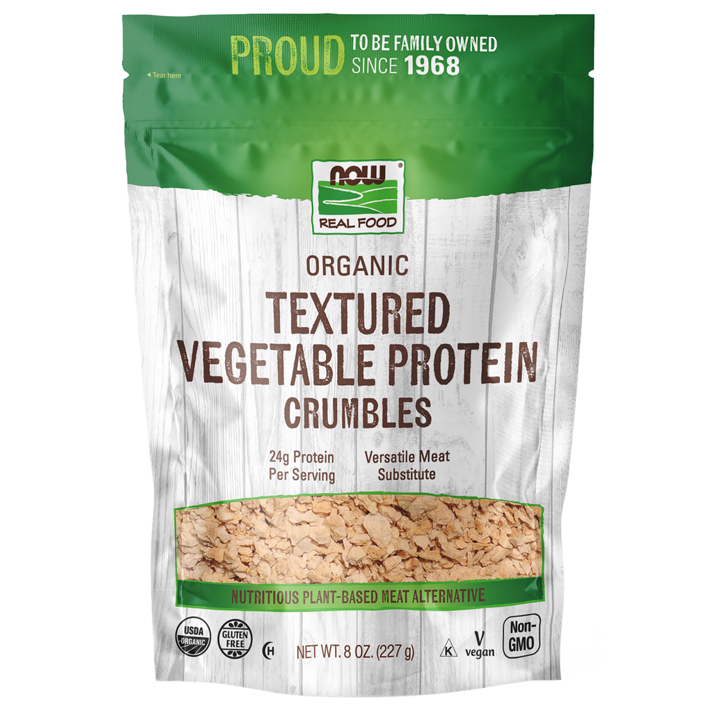 NOW Foods Textured Vegetable Protein Crumbles, Organic - 8 oz. / granulat białka roślinnego, produkt ekologiczny - 8 oz.