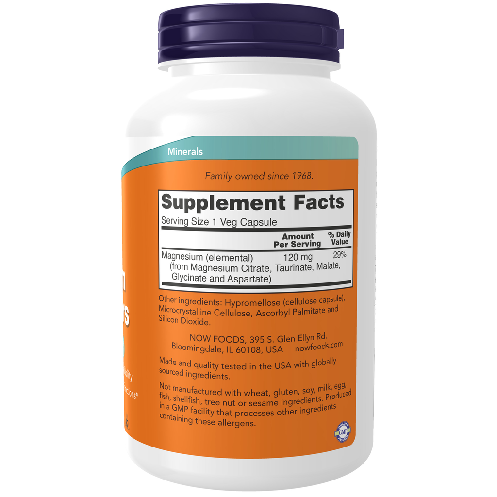 NOW Foods Magnesium Transporters - 180 Veg Capsules – Label details / Etykieta producenta