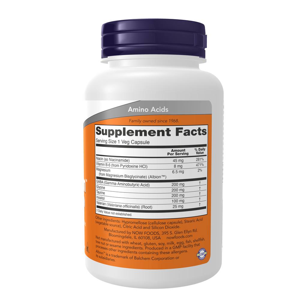 NOW Foods True Calm™ - 90 Veg Capsules – Right label / Etykieta producenta