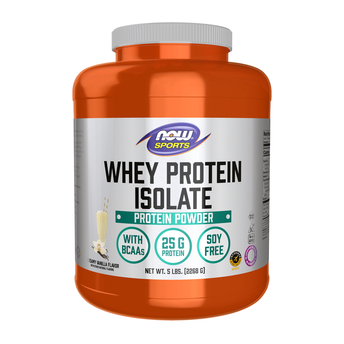 NOW Foods Whey Protein Isolate, Creamy Vanilla Powder - 5 lbs. / izolat białka serwatkowego, kremowa wanilia proszek - 5 lb