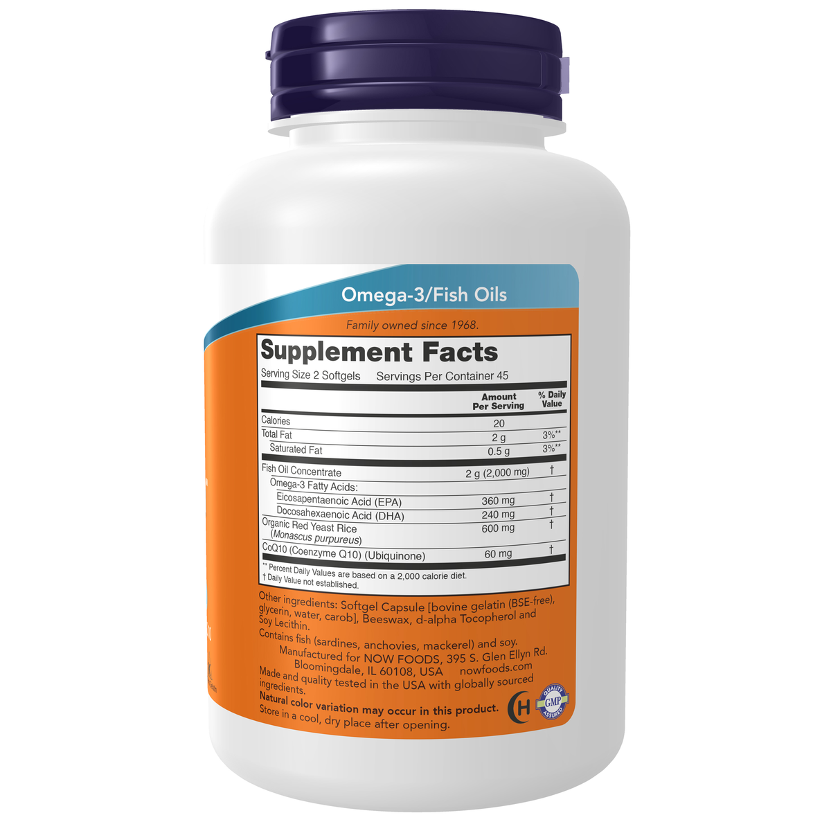 NOW Foods Red Omega™ Fish Oil - 90 Softgels – Right label / Etykieta producenta