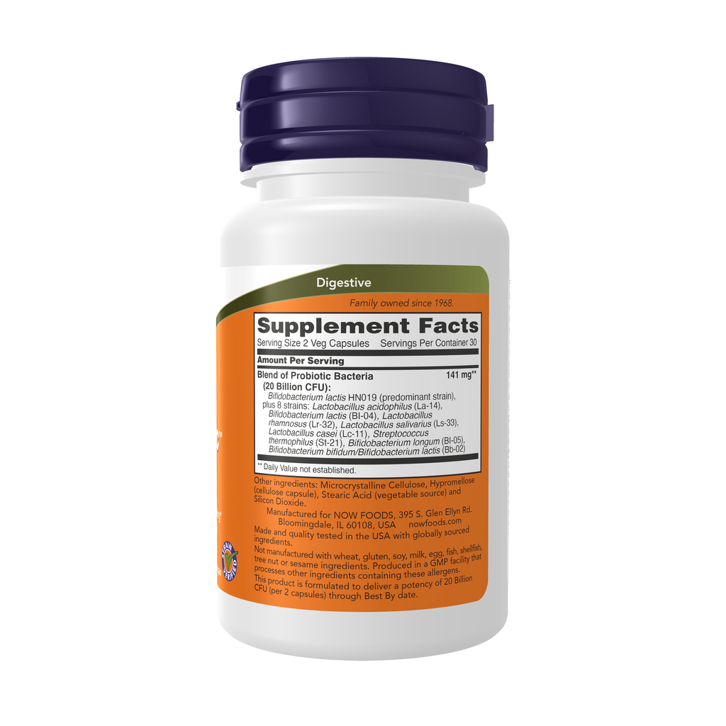 NOW Foods Clinical GI Probiotic™ - 60 Veg Capsules – Right label / Etykieta producenta