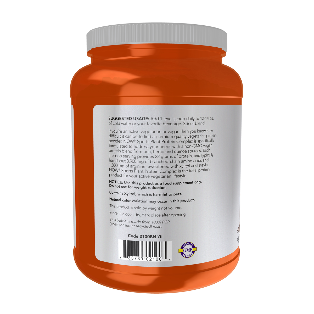 NOW Foods Plant Protein Complex, Chocolate Mocha Powder - 2 lbs. – Left label / Etykieta producenta