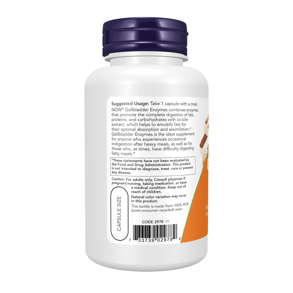 NOW Foods Gallbladder Enzymes - 90 Veg Capsules – Left label / Etykieta producenta