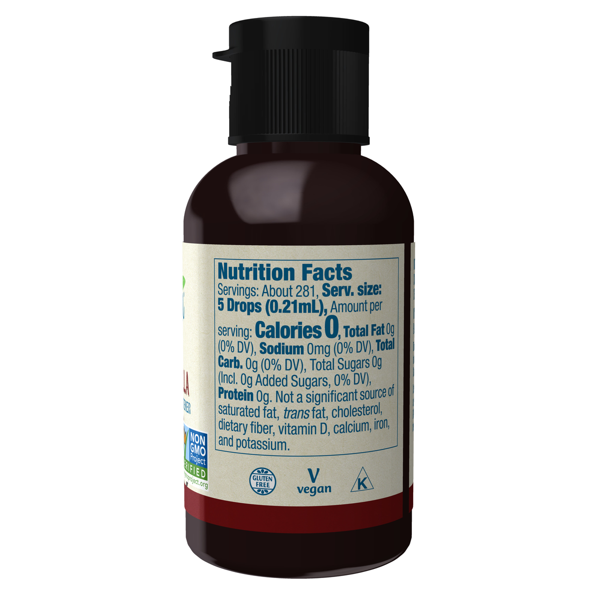 NOW Foods BetterStevia® Cinnamon Vanilla - 2 fl. oz. – Label details / Etykieta producenta