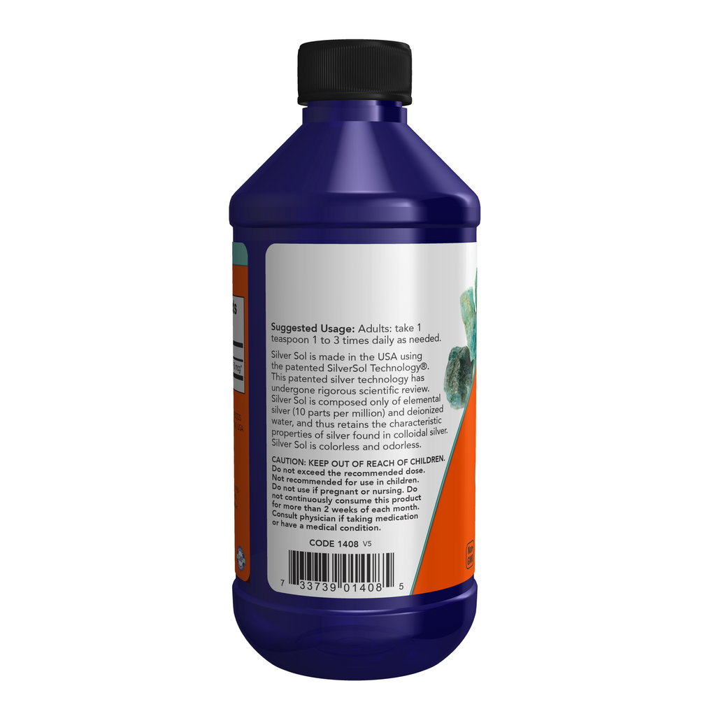 NOW Foods Silver Sol Liquid - 8 fl. oz. – Label details / Etykieta producenta