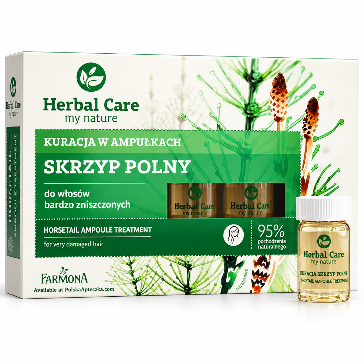 Farmona Herbal Care Horsetail Ampoule Treatment for very damaged hair, 5 x 5 ml / Farmona Herbal Care Skrzyp Polny kuracja w ampułkach do włosów bardzo zniszczonych, 5 x 5 ml