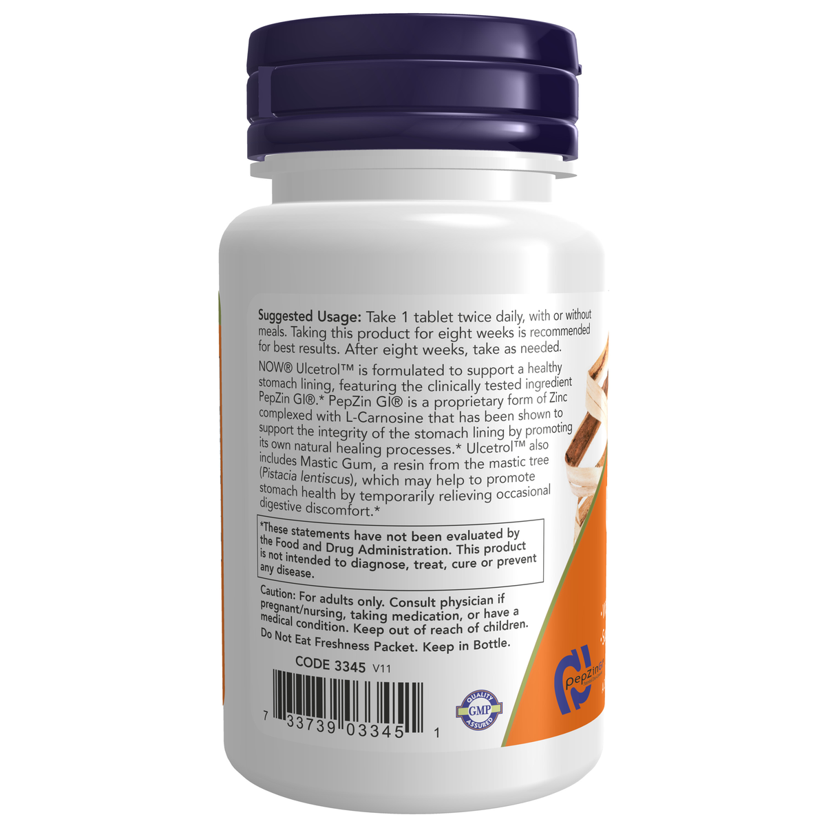NOW Foods Ulcetrol™ - 60 Tablets – Left label / Etykieta producenta