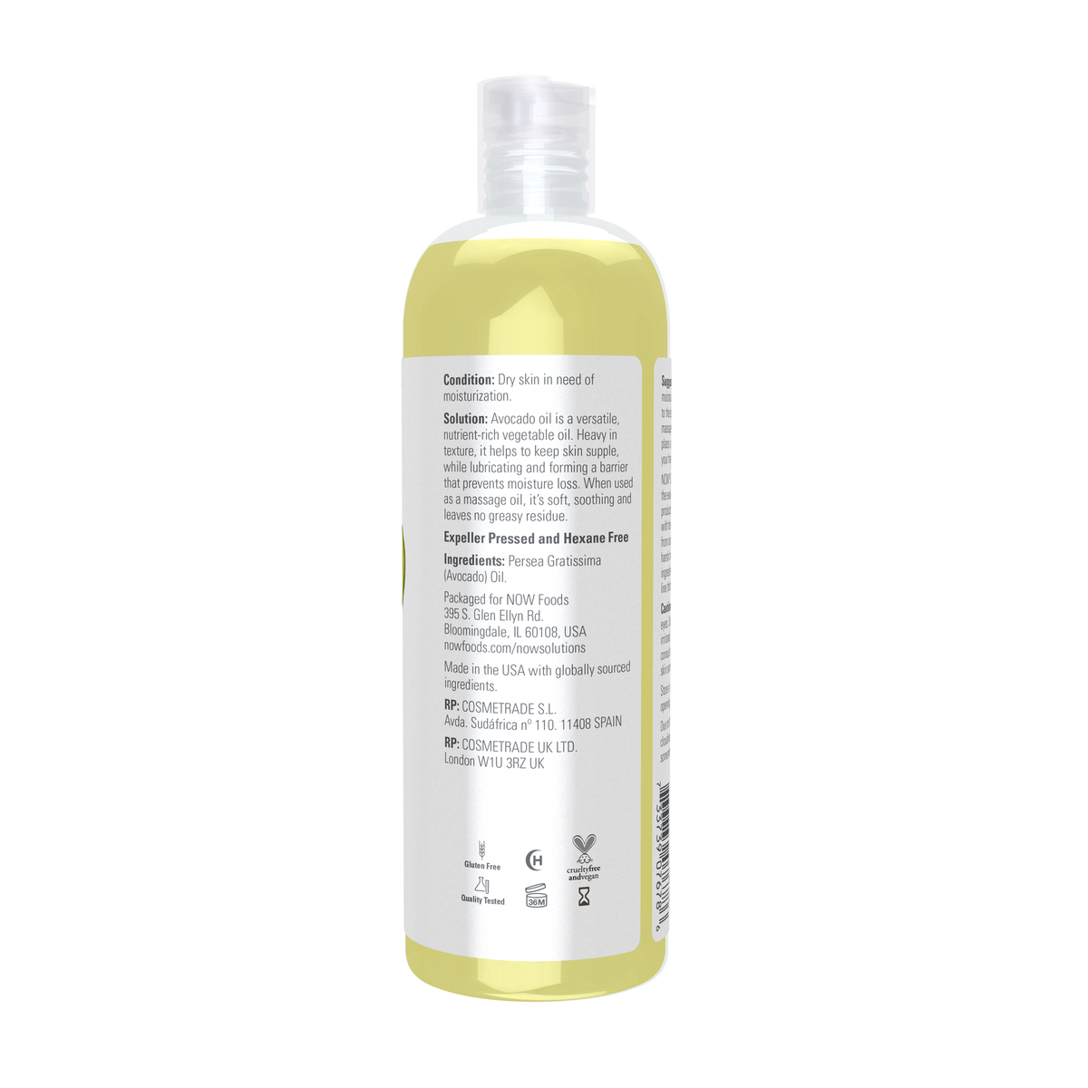 NOW Foods Avocado Oil - 16 fl. oz. – Right label / Etykieta producenta
