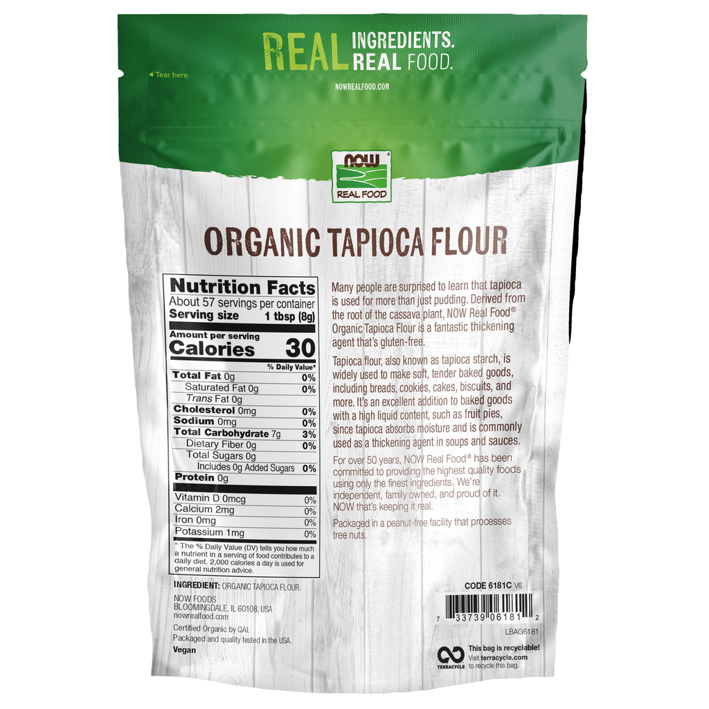 NOW Foods Tapioca Flour, Organic - 16 oz. – Label details / Etykieta producenta