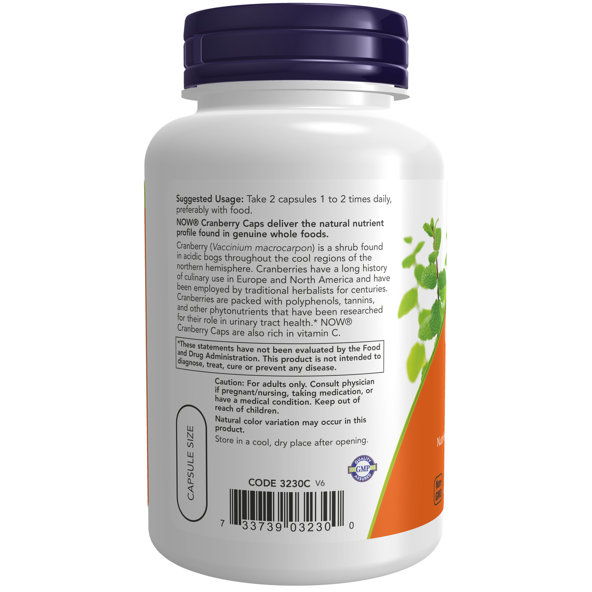 NOW Foods Cranberry Caps - 100 Veg Capsules – Label details / Etykieta producenta