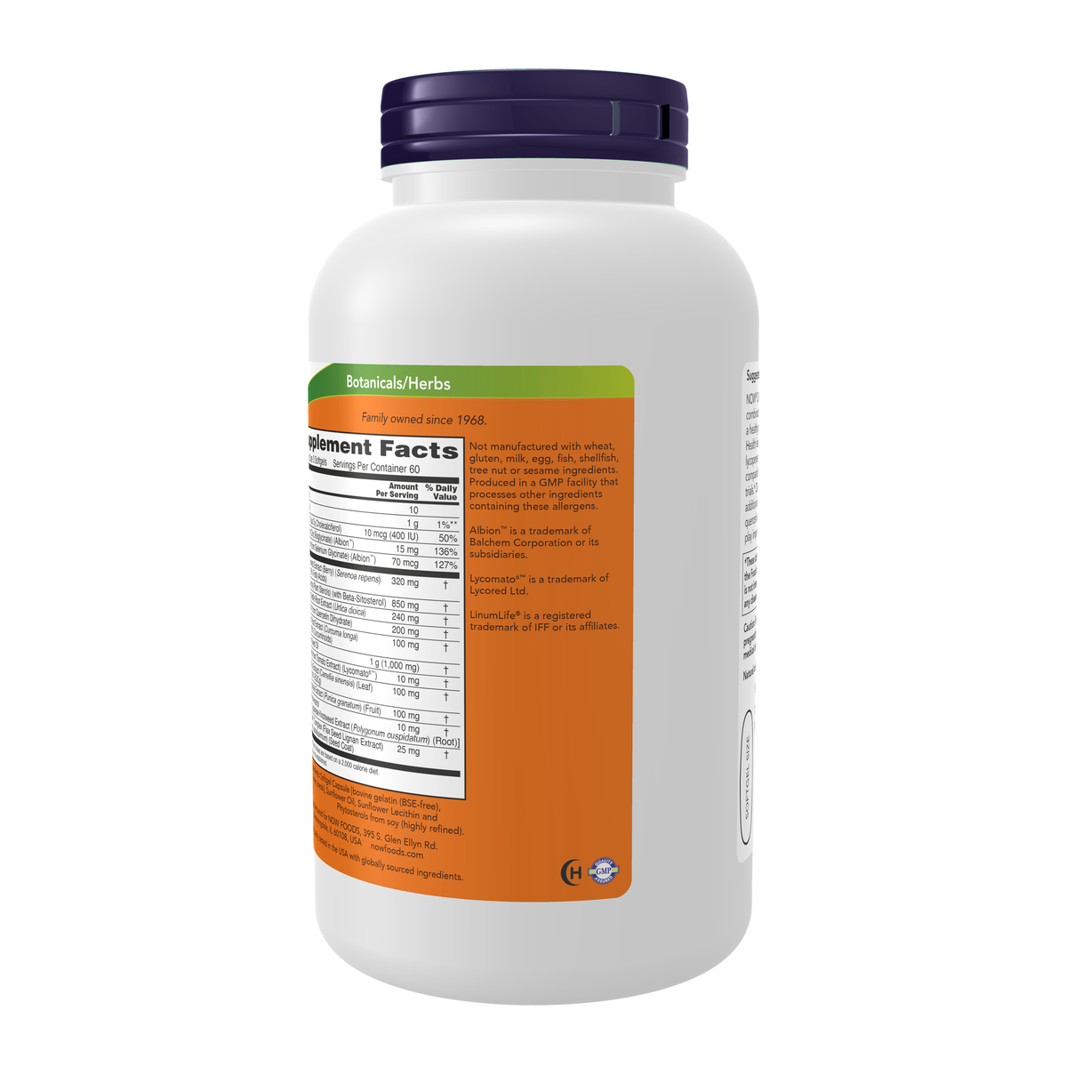 NOW Foods Prostate Health Clinical Strength - 180 Softgels – Right label / Etykieta producenta