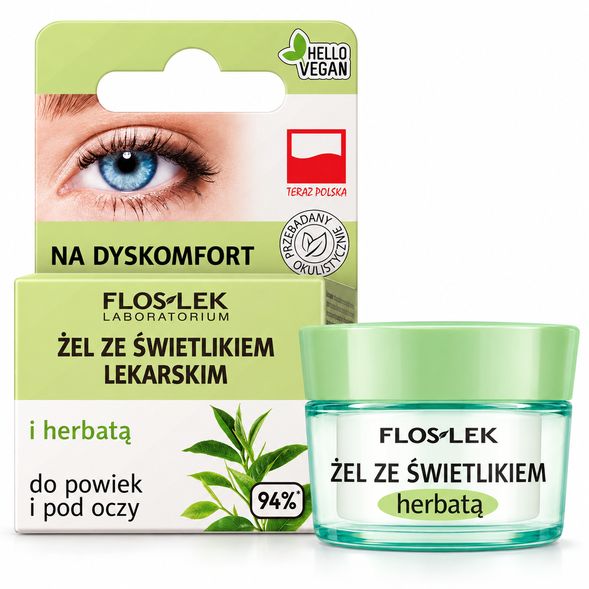 Floslek Eyebright & Tea Eyelid Gel, 10 g — żel do pielęgnacji okolic oczu, 10 g