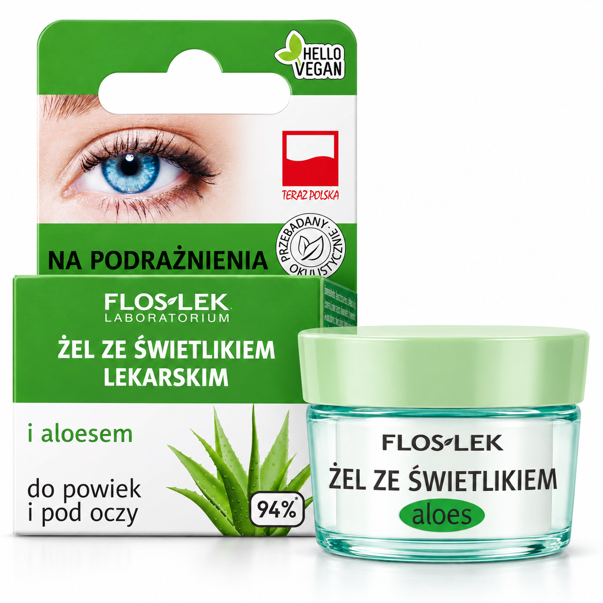 Floslek Eyebright & Aloe Vera Eyelid Gel, 10 g — żel do pielęgnacji okolic oczu, 10 g