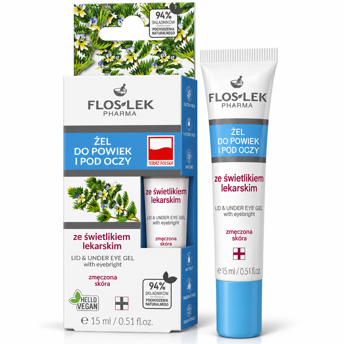 Floslek Eyebright Eyelid & Under-Eye Gel, 15 ml — żel do pielęgnacji okolic oczu, 15 ml