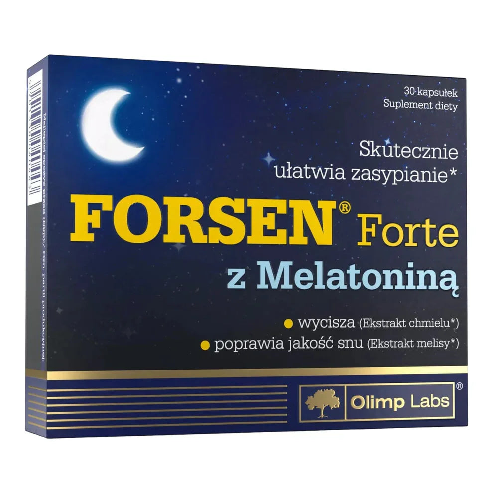 Forsen Forte with Melatonin sleep aid supplement 30 capsules by Olimp Labs – supports falling asleep, calms with hops and lemon balm extract