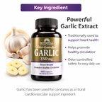 Garlic 350mg Odor-Controlled Heart & Circulation Support Tablets 100 Count Ingredients