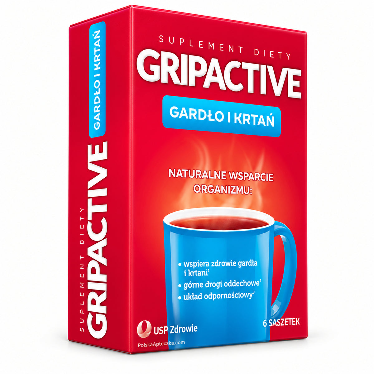 Gripactive Hot Throat & Larynx Herbal Drink, 6 Sachets – USP Zdrowie | Gripactive Gardło i Krtań, 6 saszetek