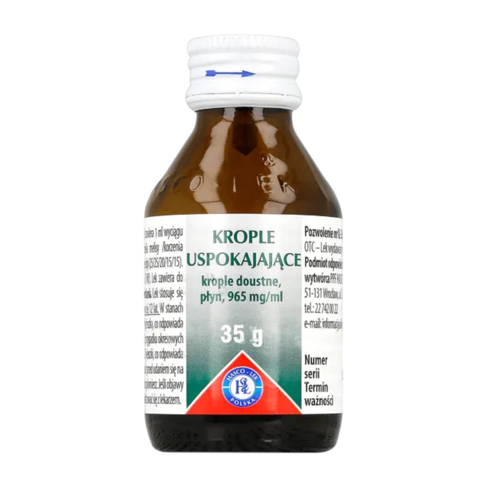 Hasco Calming Drops 35g oral herbal solution with valerian, hops, and lemon balm for natural stress and sleep support