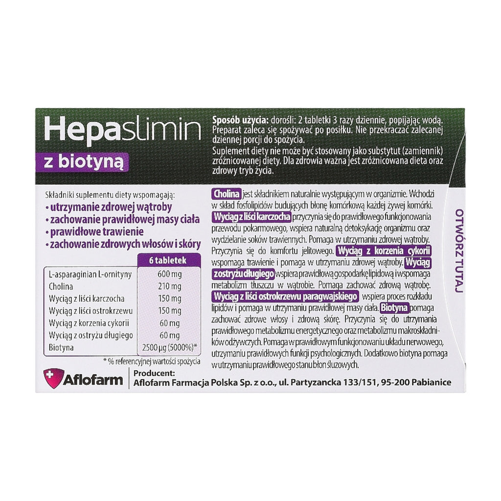 hepaslimin with biotin 30 tablets ingredients