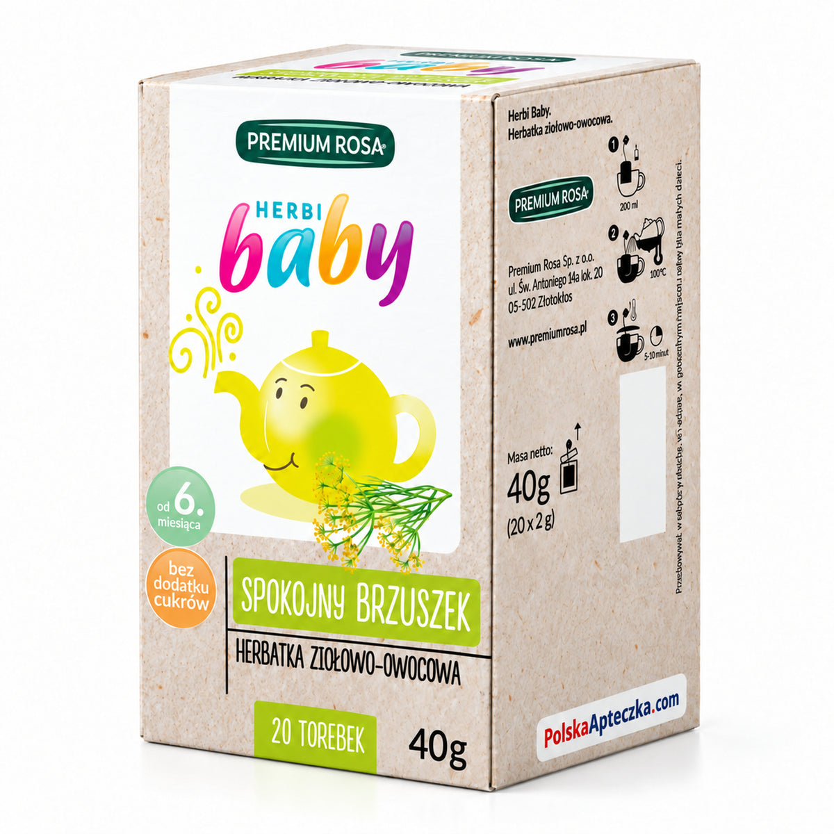 Herbi Baby Calm Tummy Tea, 20 x 2 g – Premium Rosa