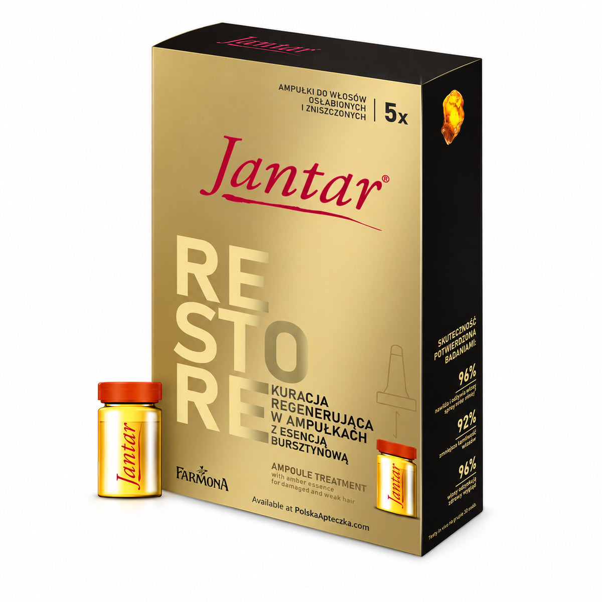 RESTORE Amber Scalp Treatment Ampoules, 5 × 5 ml – Jantar by Farmona / RESTORE Kuracja w Ampułkach z Esencją Bursztynową, 5 × 5 ml – Jantar by Farmona