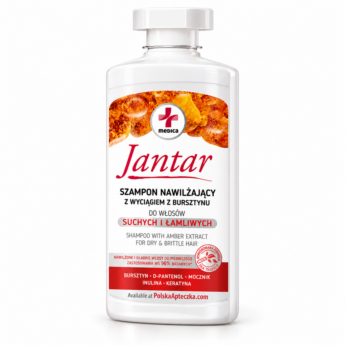 Moisturizing Amber Shampoo for Dry & Brittle Hair, 330 ml – Jantar Medica / Szampon Nawilżający z Bursztynem do Włosów Suchych i Łamliwych, 330 ml – Jantar Medica