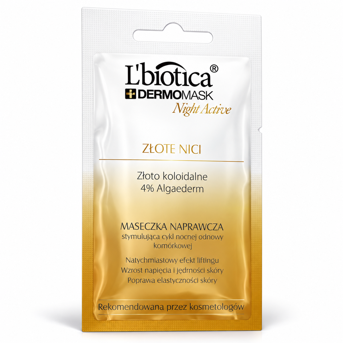 L'biotica Dermomask Gold Threads Repairing Night Mask, 12 ml | L'biotica – Dermomask Złote Nici maska naprawcza na noc, 12 ml