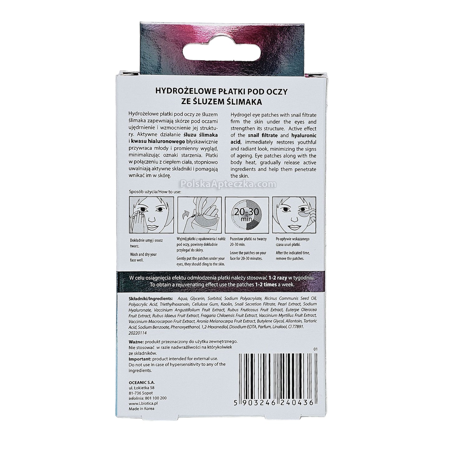 L'biotica Eye Patches with Lifting Effect and Snail Slime