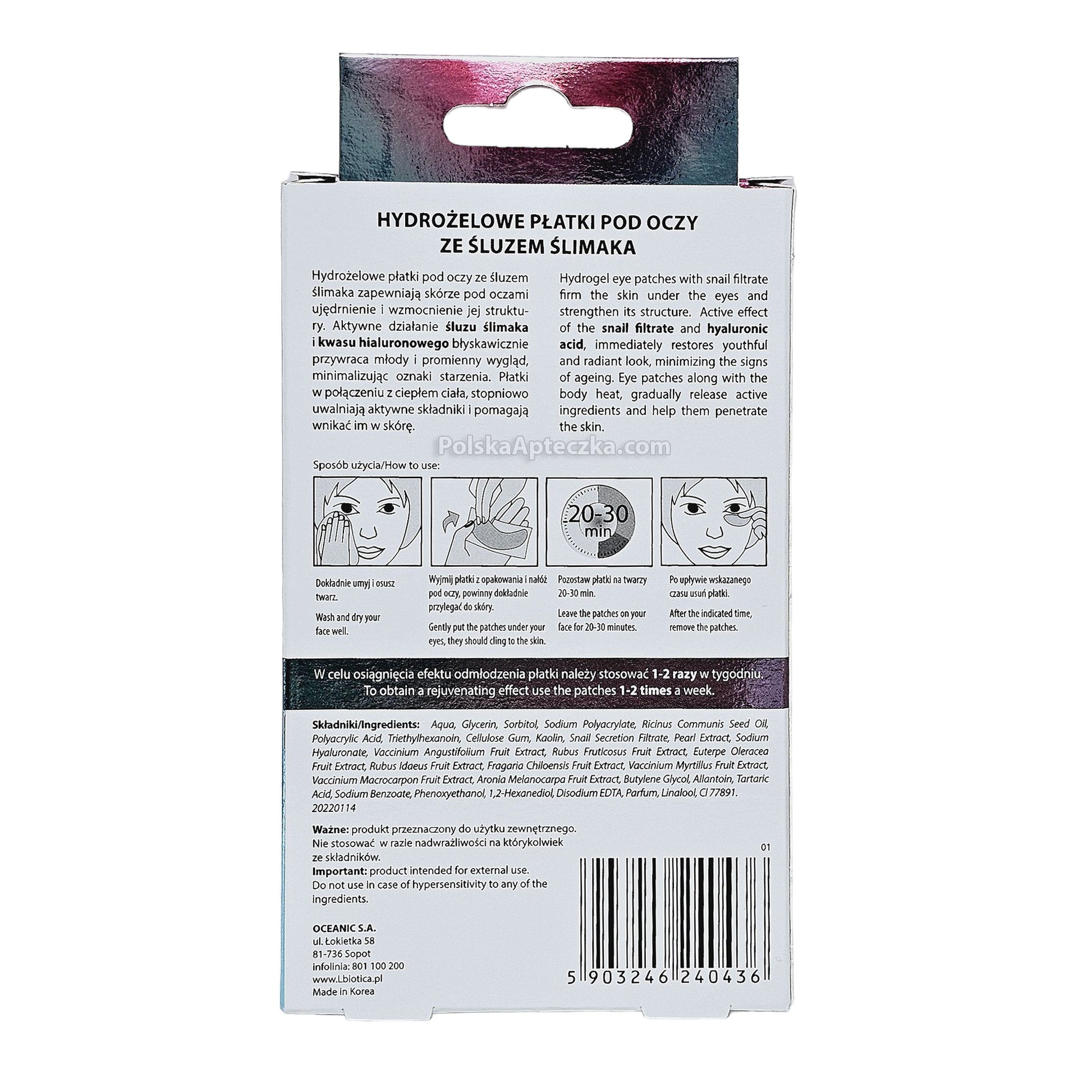 L'biotica Eye Patches with Lifting Effect and Snail Slime