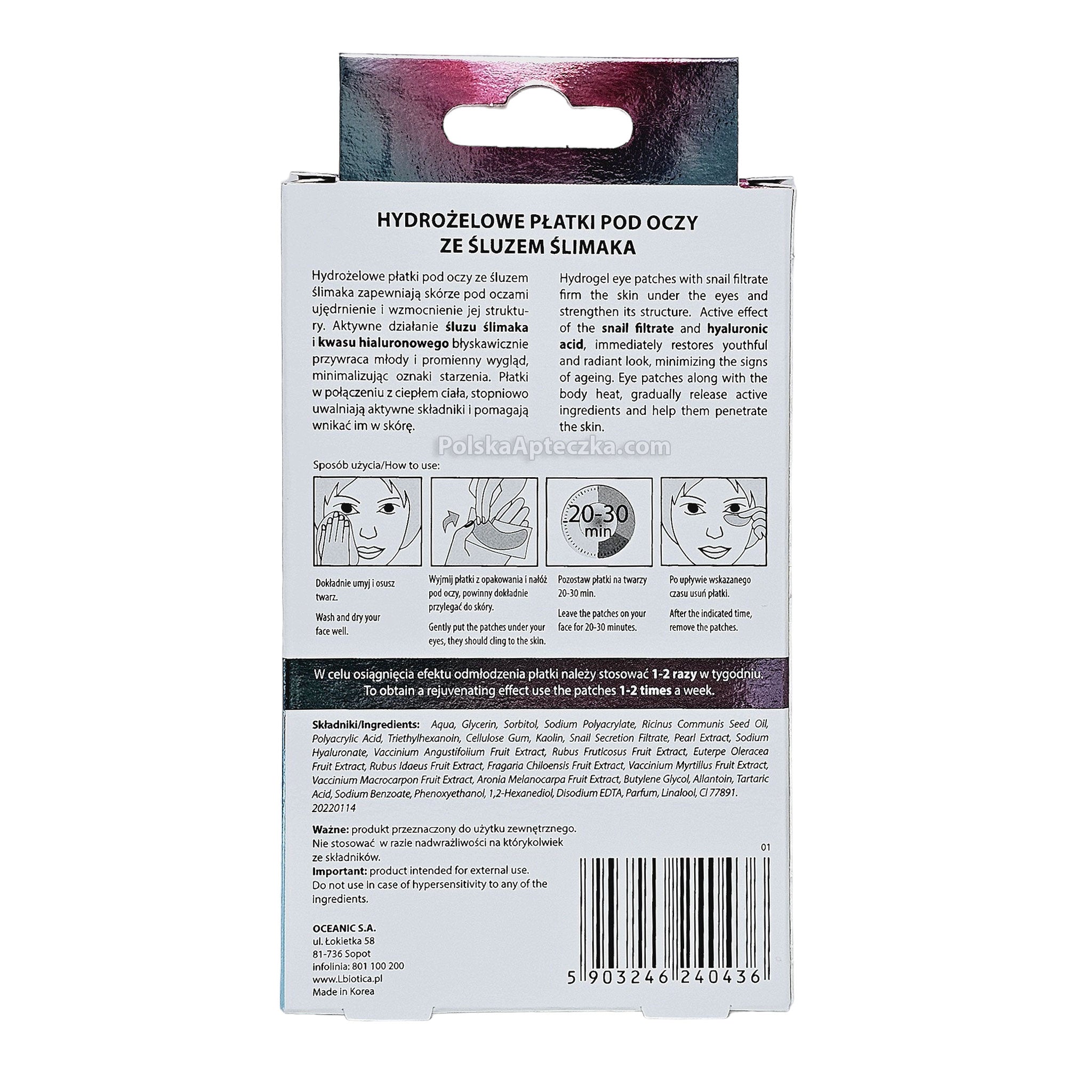 L'biotica Eye Patches with Lifting Effect and Snail Slime