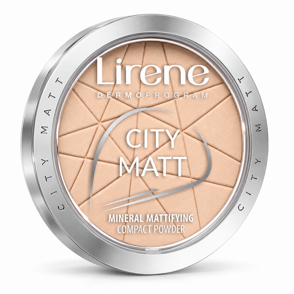 Lirene City Matt Mineral Mattifying Compact Powder 01 Transparent 9 g — studio hero photo on white