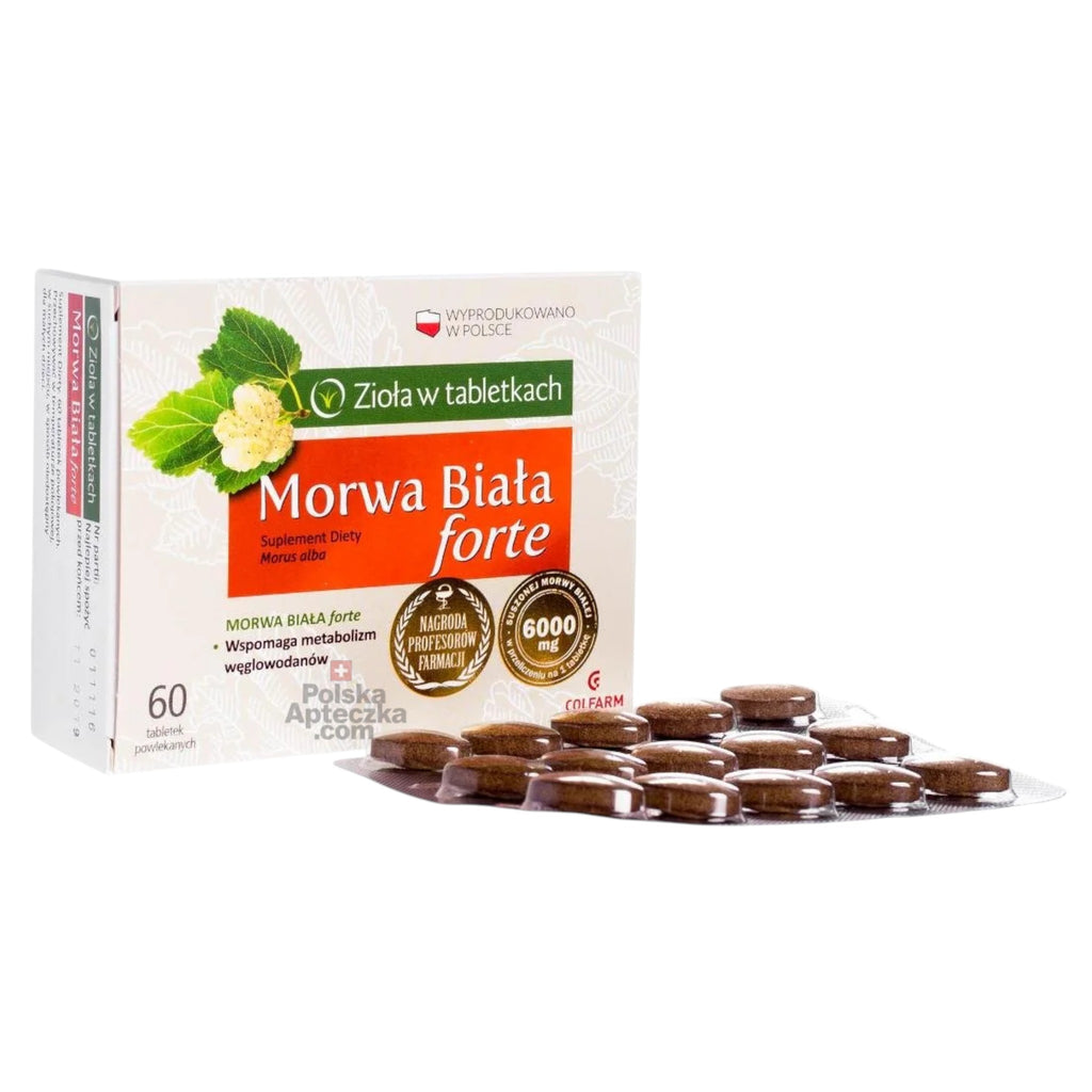 Morwa Morwa Biala Forte 60 Tablets - White Mulberry Forte 600mg, Colfarm ...