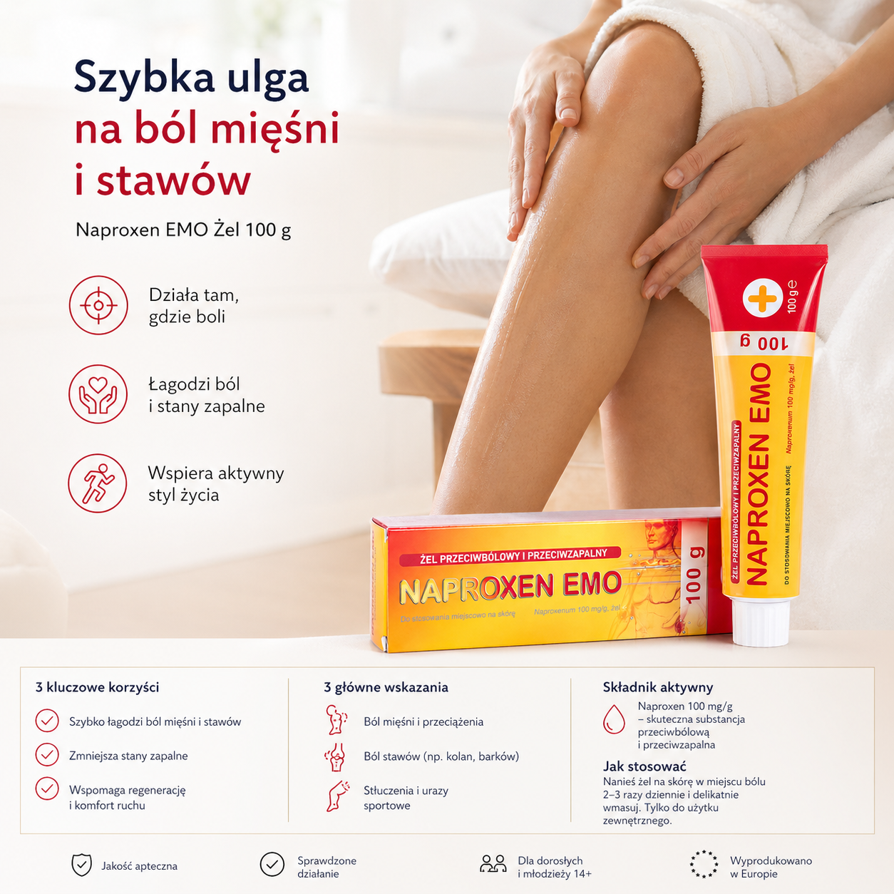 Naproxen EMO gel 10 percent 100g muscle joint pain relief lifestyle pl