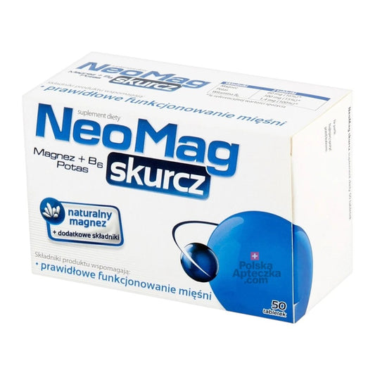 NeoMag Skurcz 50 tablets box packaging – magnesium potassium B6 supplement