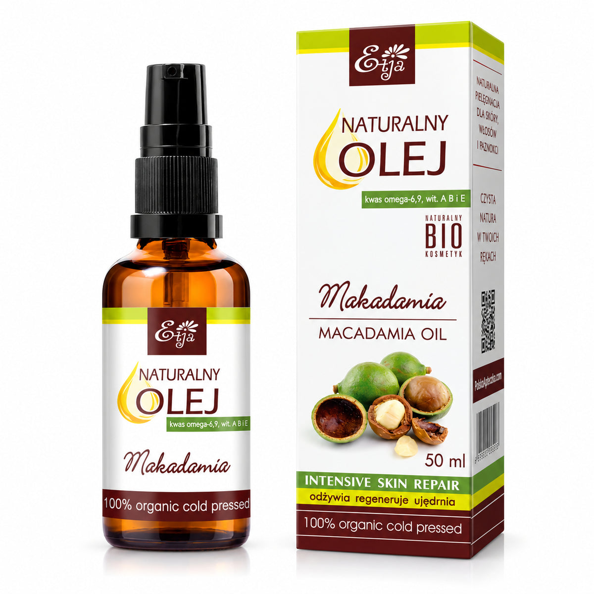 Organic Macadamia Cosmetic Oil 50ml – Etja | Naturalny olej makadamia BIO 50ml – Etja