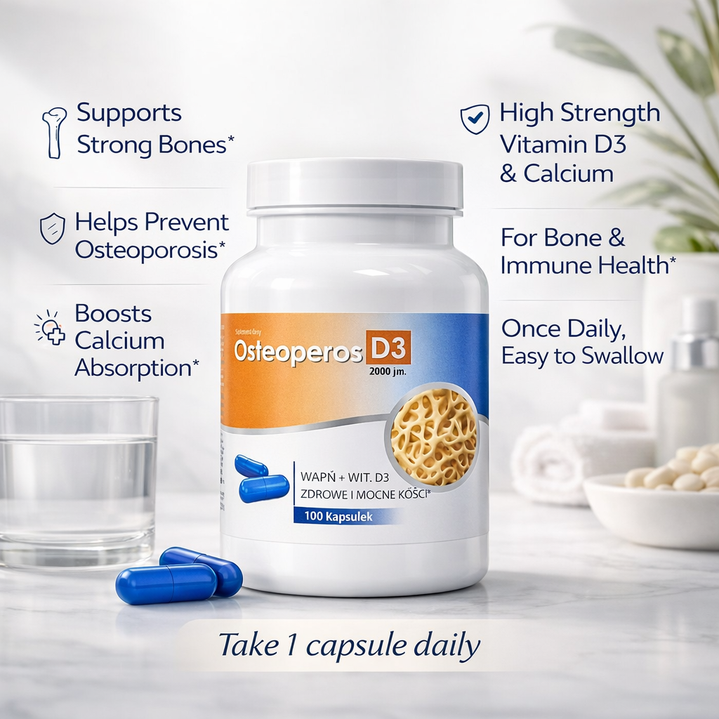 Osteoperos D3 Calcium + Vitamin D3 Bone Support Capsules 2000 IU 100 Capsules benefits