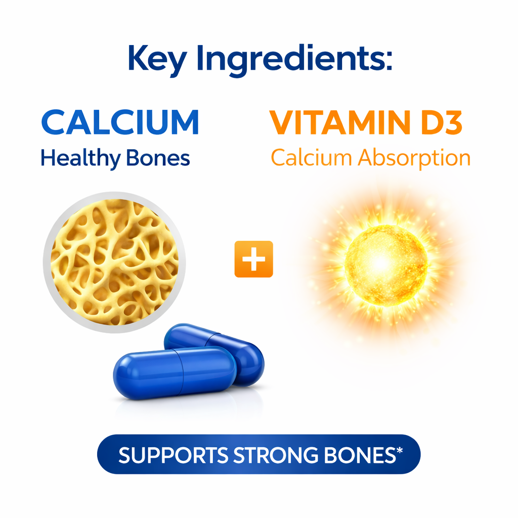 Osteoperos D3 Calcium + Vitamin D3 Bone Support Capsules 2000 IU 100 Capsules ingredients