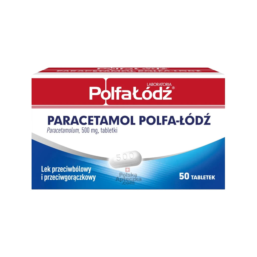 Paracetamol Polfa-Łódź 500mg Tablets – Pain and Fever Relief 50 Count