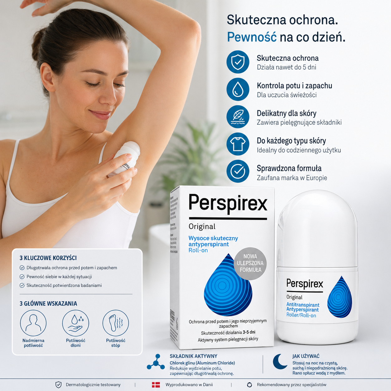Perspirex Original Antiperspirant Roll-On Clinical Strength Long-Lasting Sweat Control 20ml - Apteczka | Proton Nutrition