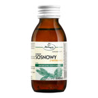 Bottle of Herbatol pine syrup with a white label on a white background