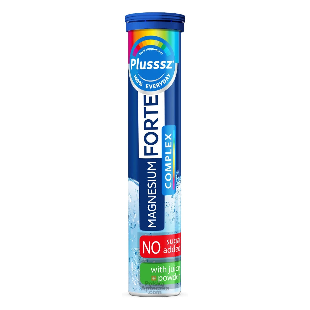Plusssz Magnesium Forte Complex effervescent tablets sugar-free magnesium supplement with vitamin B6 for muscle support and energy