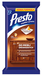 Presto Wooden Furniture Cleaning Wipes, 72 Count / Ściereczki do mebli drewnianych, 72 szt.