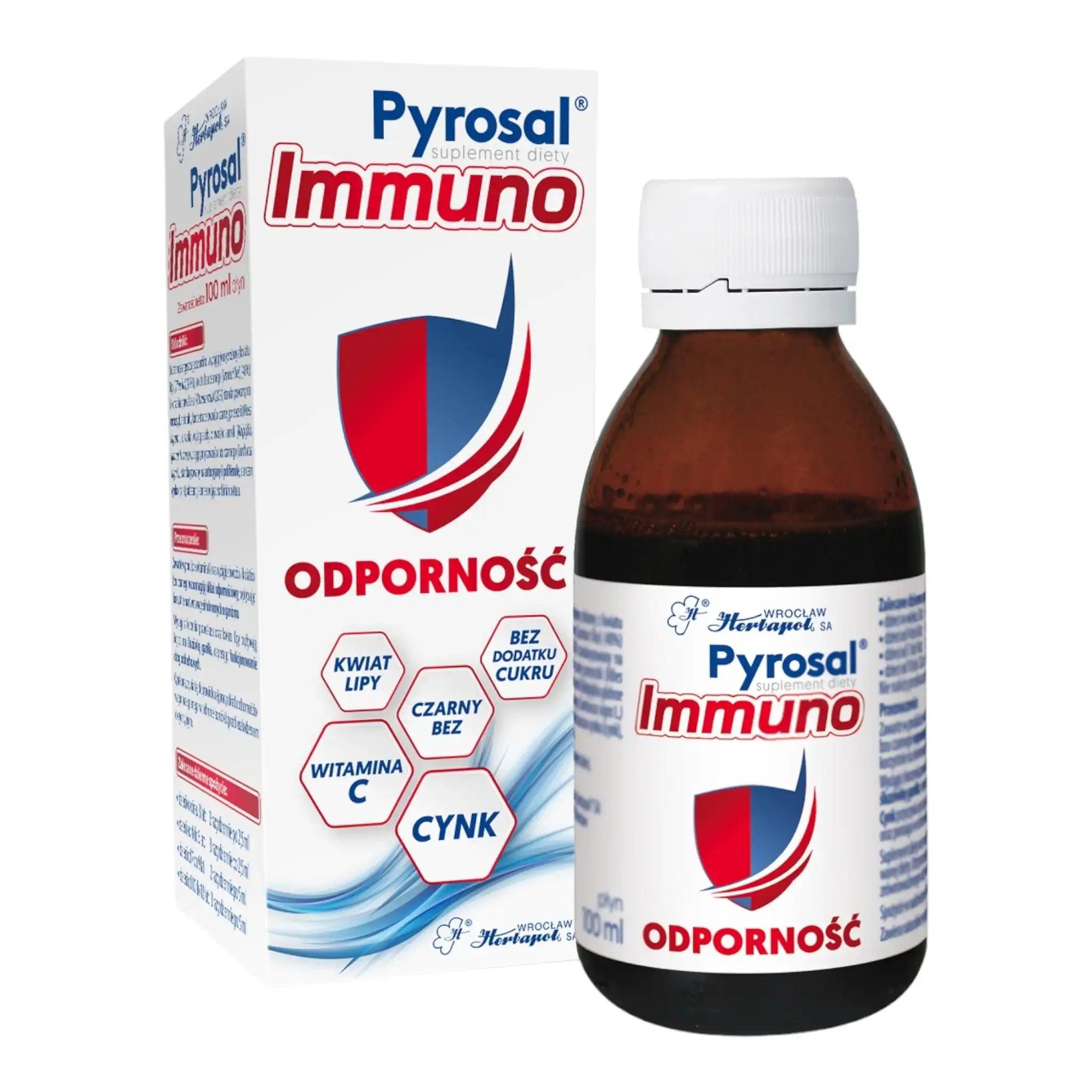 Pyrosal Immuno 100ml syrup for kids – immune support supplement with linden flower, elderberry, vitamin C, and zinc