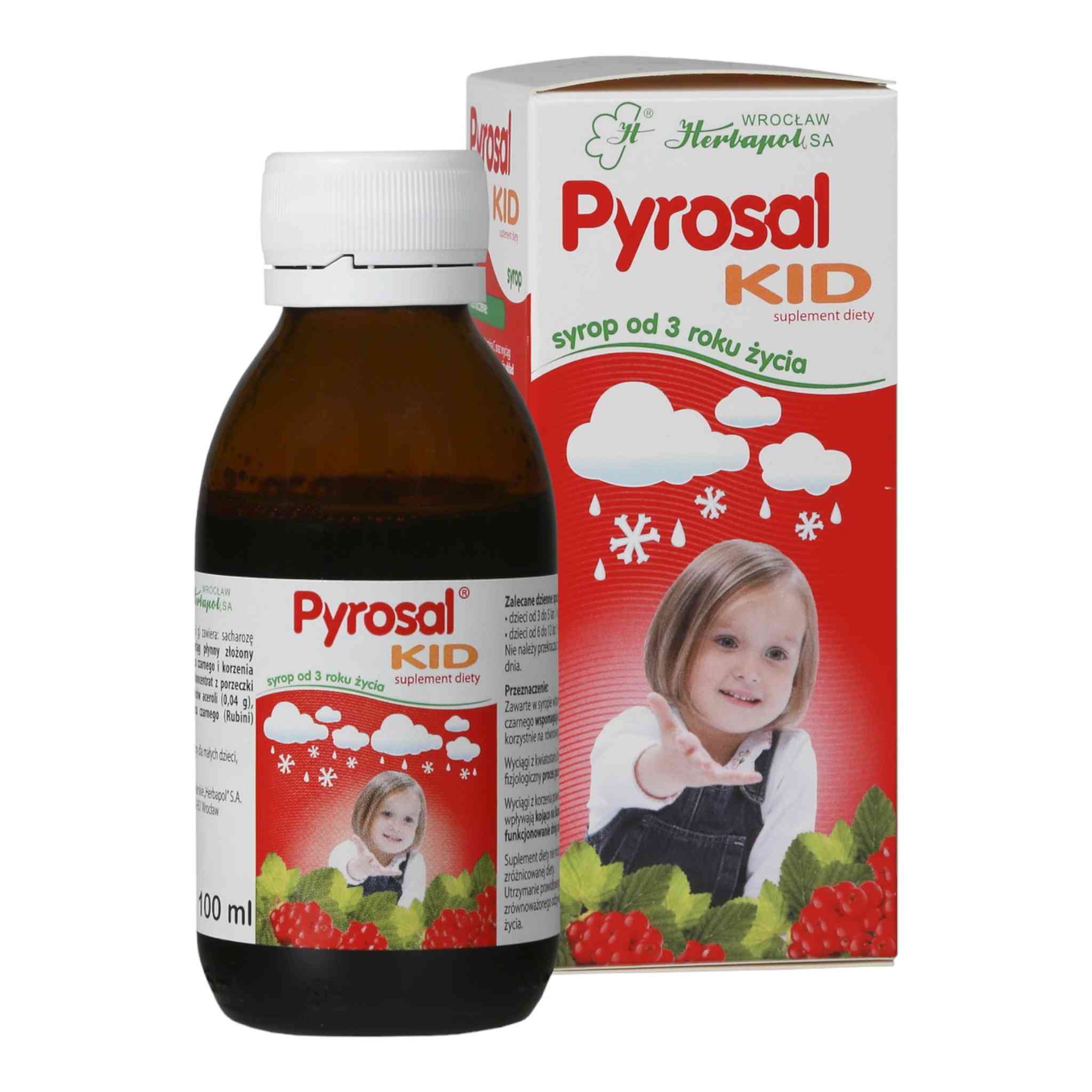 Pyrosal Kid Syrup 100ml bottle and box – immune support for children ages 3 and up
