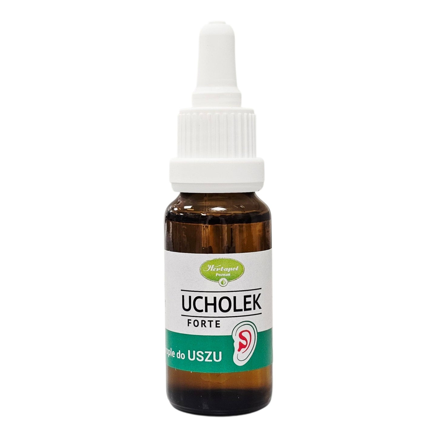 Bottle of Ucholek Forte on a white background