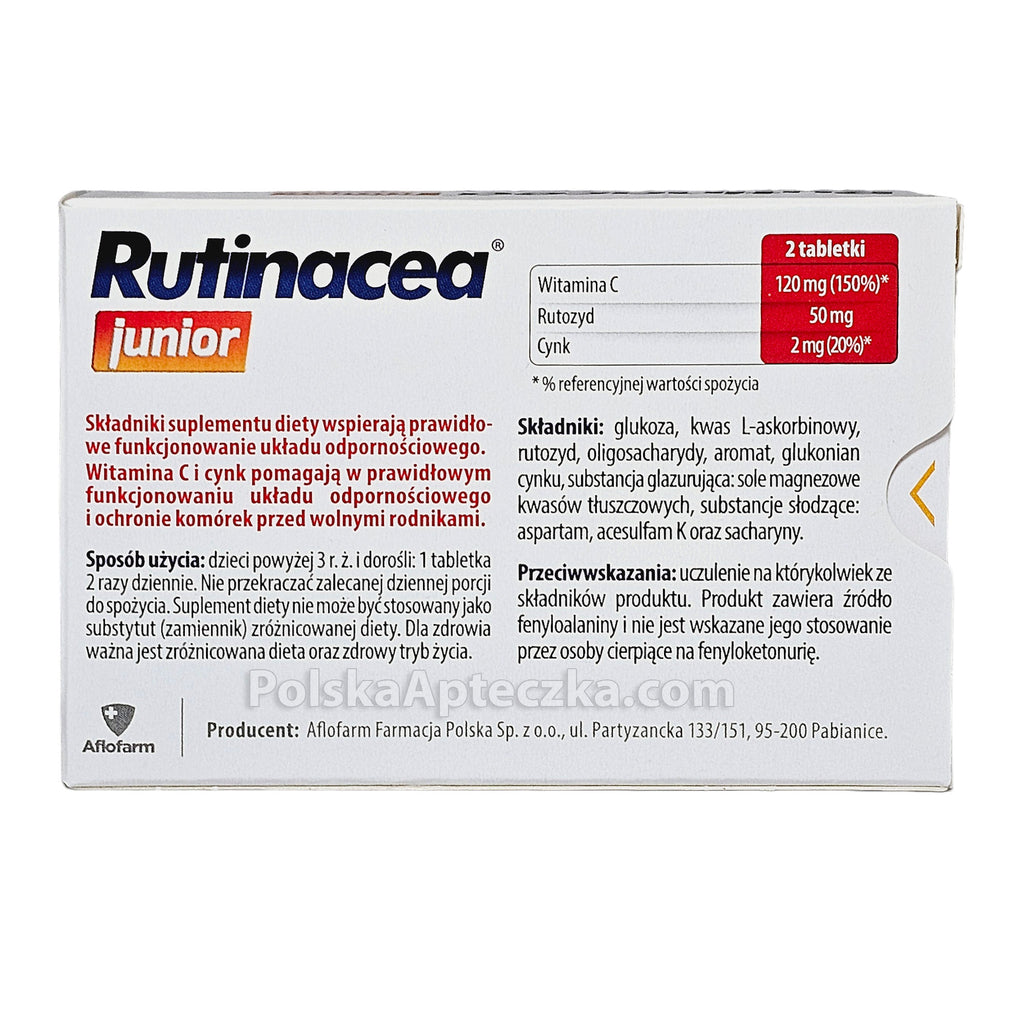 Rutinacea Junior 20 Tablets ingredients