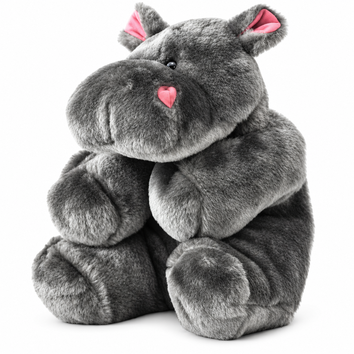 Sanity hippo hot water bottle 700 ml with gray plush cover / Termofor Sanity 0,7 l Hipopotam